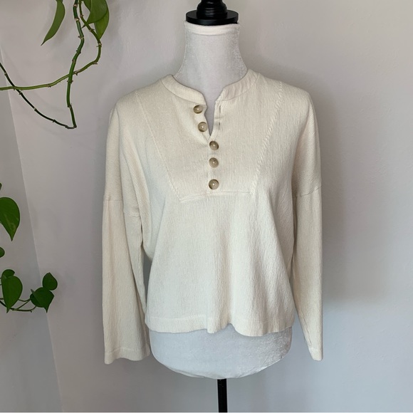 Madewell Textured & Thread Henley Top Size L - Picture 4 of 11